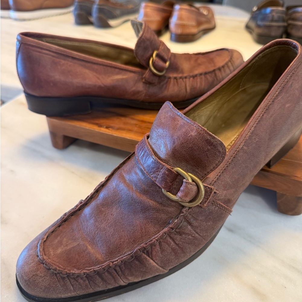 Billy Reid Brown Leather Slip-On Loafers
